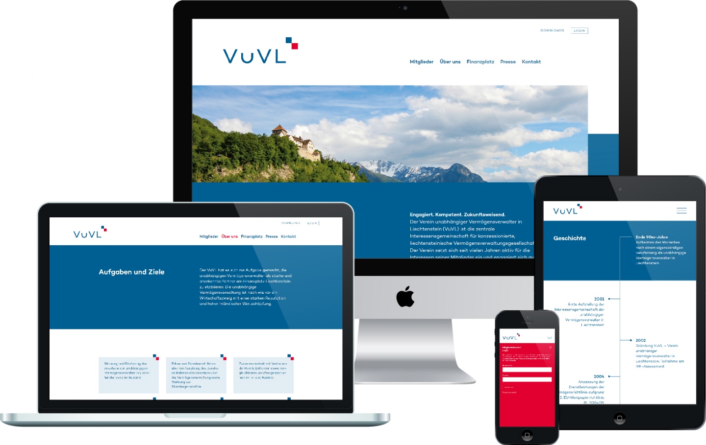 Verein unabhängiger Vermögensverwalten - Responsive Website, CMS, Login